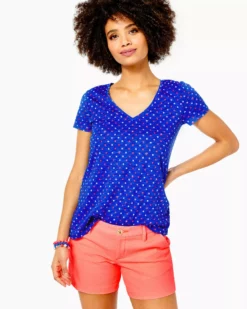 Lilly Pulitzer Etta V-Neck (Borealis Blue Lilly Squared)