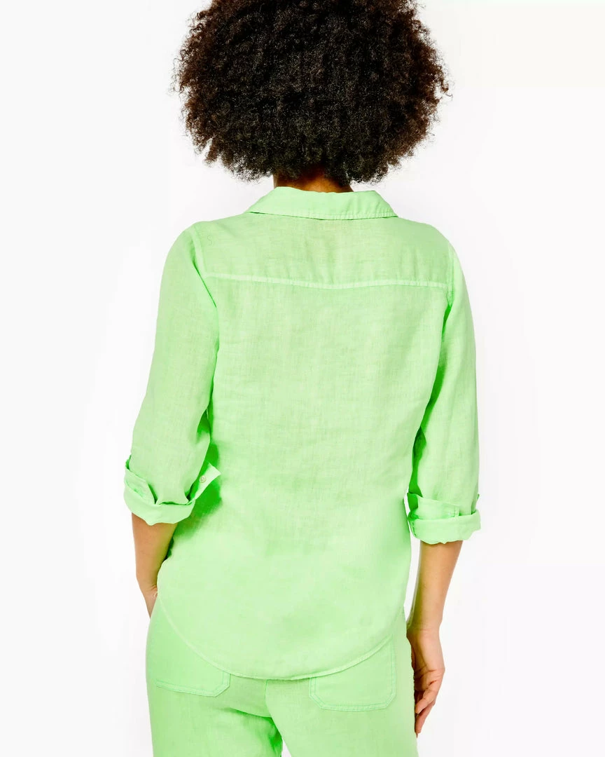 Lilly Pulitzer Tops Sea View Linen Button Down Top (Lime Zest) 4 Lilly Pulitzer Tops Sea View Linen Button Down Top (Lime Zest)