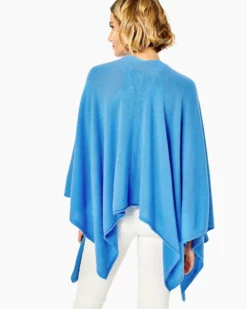 Lilly Pulitzer Terri Cashmere Wrap (Heathered Blue Thistle) Outerwear