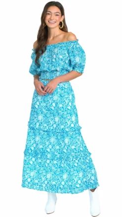 Olivia James The Label Tops Gia Top (Mini Garden Floral Aqua)