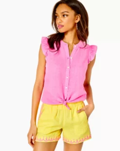 Lilly Pulitzer Tops Briette Button Down (Pink Isle)