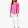 Lilly Pulitzer Sea Breeze Eyelet Button Up (Pink Isle Ditsy Diamond) 1 Lilly Pulitzer Sea Breeze Eyelet Button Up (Pink Isle Ditsy Diamond)