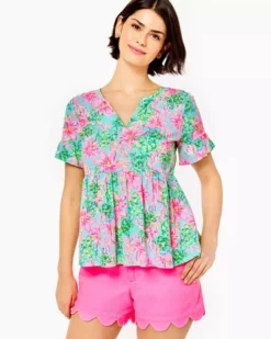 Lilly Pulitzer Jodee Swing Top (Surf Blue So Shellegant)