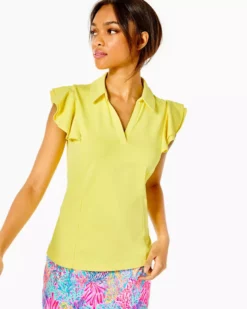 Lilly Pulitzer Tops Caddie Polo UPF 50 (Calla Yellow)