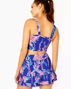 Lilly Pulitzer UPF 50+ Luxletic Zahara Ruffle Sports Bra (Swim On Over) Tops