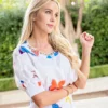 Sheridan French Tops Flora Blouse (White Butterflies)