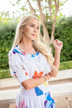 Sheridan French Tops Flora Blouse (White Butterflies)