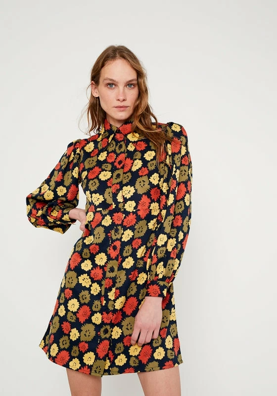 OO Boutique Floral Print Satin Mini Shirt Dress 4 OO Boutique Floral Print Satin Mini Shirt Dress