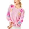 Lilly Pulitzer Tops Laletta Embroidered Sweater (Calla Lilly Pink Embroidered Florals)