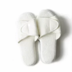 Barefoot Dreams Cozy Terry Spa Slippers (Pearl/Pearl) Large