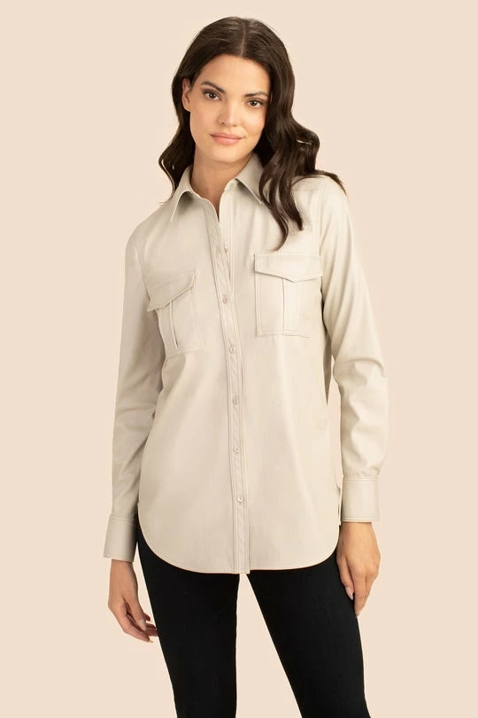 Trina Turk Tops Casino Shirt (Oyster) 3 Trina Turk Tops Casino Shirt (Oyster)