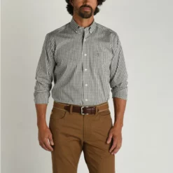 Duckhead Walton Performance Gingham Shirt (Steel Grey) Tops