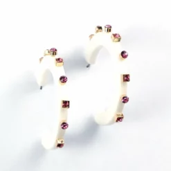 Smith & Co. Jewelry City Girl Jewel Hoop (White Multicolor) Small