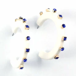 Smith & Co. Jewelry City Girl Jewel Hoop (White/Sapphire) Small