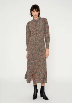 OO Boutique Dresses Lightweight Midi Shirt Dress (Ditsy Floral Print)