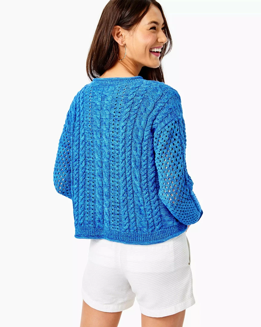 Lilly Pulitzer Tops Maxcy Mix-Stitched Sweater (Ikat Blue) 4 Lilly Pulitzer Tops Maxcy Mix-Stitched Sweater (Ikat Blue)