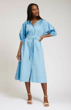 Tyler Boe Genivive Button Down Midi Dress (Coastal Blue) Dresses