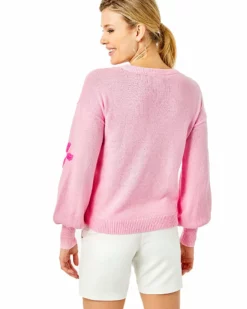 Lilly Pulitzer Tops Laletta Embroidered Sweater (Calla Lilly Pink Embroidered Florals)
