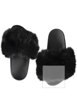Fabulous Furs Fur Slides (Black) Gifts For Her