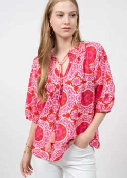 Ivy Jane Tile Print Top (Pink) Tops