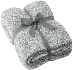Barefoot Dreams CozyChic Heathered Throw (Dove Grey/White)