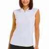 IBKUL Solid Sleeveless Polo (White) Tops