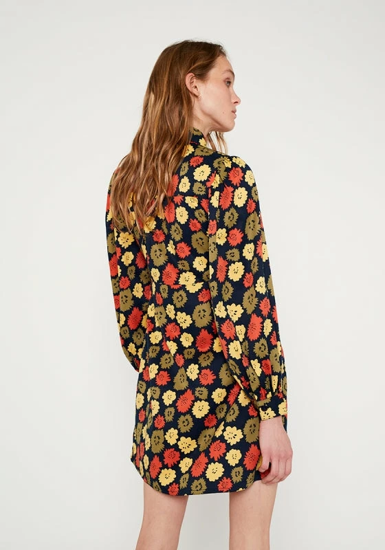 OO Boutique Floral Print Satin Mini Shirt Dress 5 OO Boutique Floral Print Satin Mini Shirt Dress