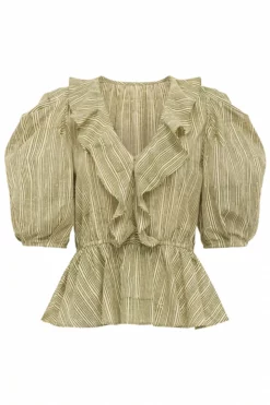 Anna Cate Gabrielle Top (Green Stripe)