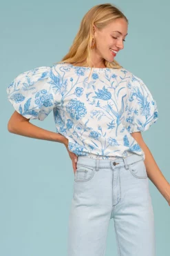Olivia James The Label Annie Top (Toile Sky) Tops