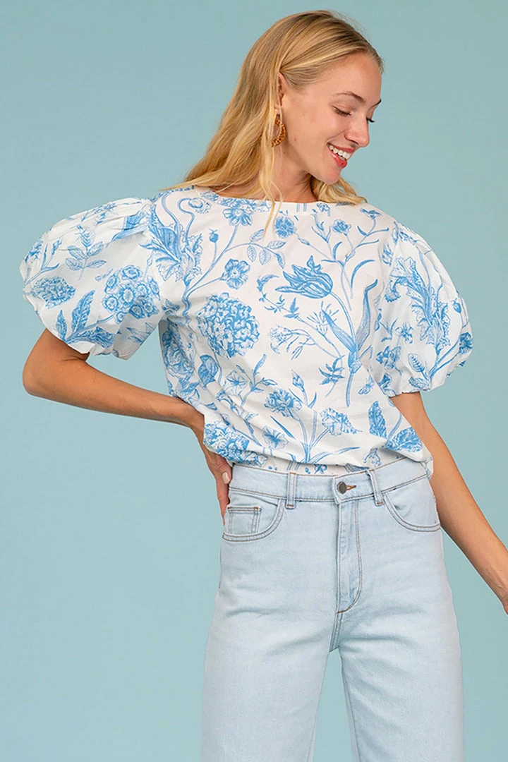 Olivia James The Label Annie Top (Toile Sky) Tops 3 Olivia James The Label Annie Top (Toile Sky) Tops