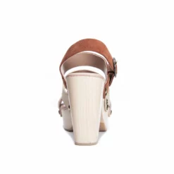 Chinese Laundry Flower Split Suede Heel (Rust/Cream)