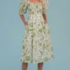 Olivia James The Label Bridget Midi Dress (Toile Leaf)