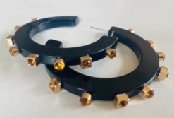 Smith & Co. Jewelry City Girl Jewel Hoop (Black/Gold) Small