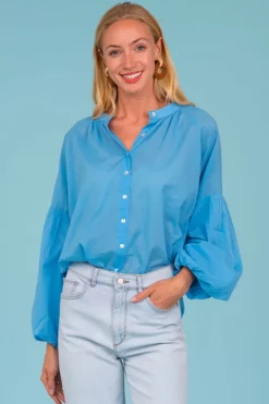 Olivia James The Label Emory Blouse (Sky) Tops