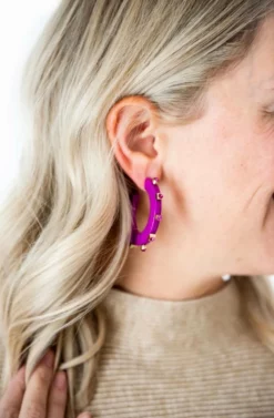 Smith & Co. City Girl Jewel Hoop (Fuchsia) Small
