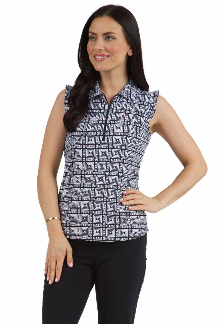 IBKUL Sleeveless Zip Polo (Pricilla White) Tops 3 IBKUL Sleeveless Zip Polo (Pricilla White) Tops