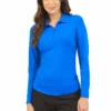 IBKUL Adjustable Long Sleeve Zip Polo (Blue) Tops