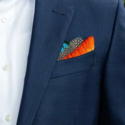 Brackish Ike Pocket Square (Pheasant, Guinea, Peacock) Accessories
