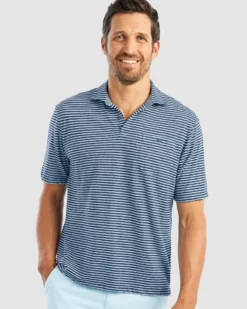 Johnnie-O Loews Striped Polo (Laguna Blue)