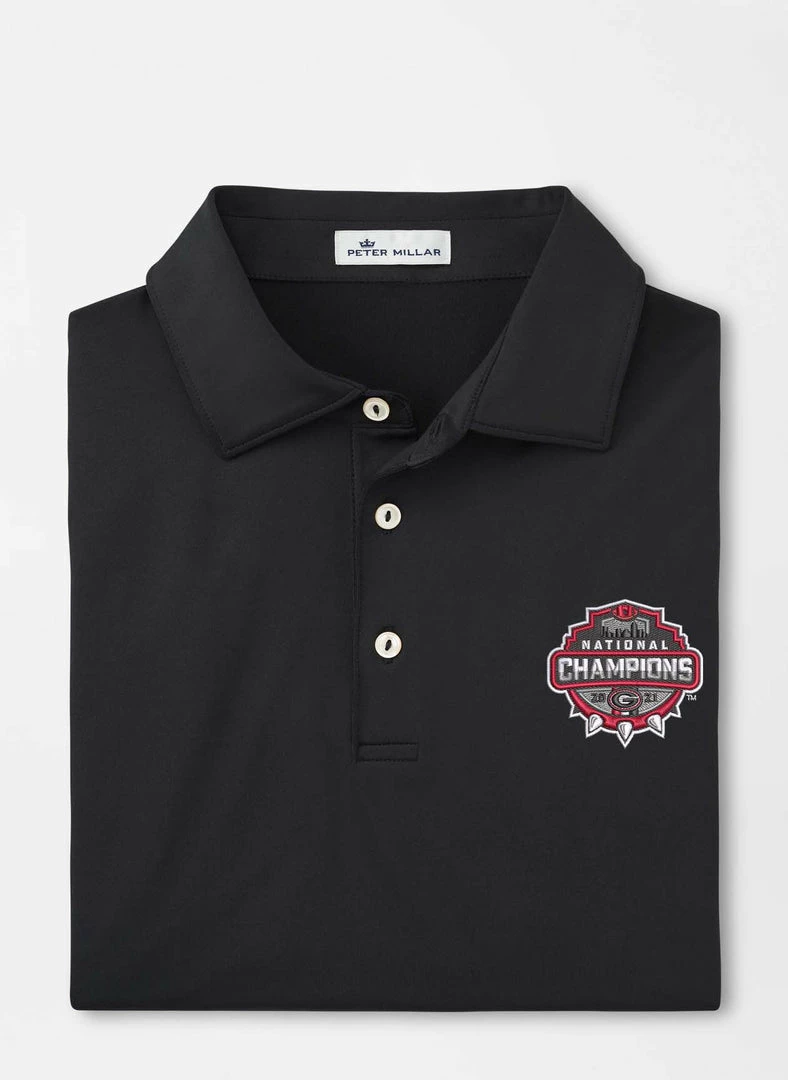 Peter Millar Georgia National Champion Solid Performance Jersey Polo (Black) Collegiate 3 Peter Millar Georgia National Champion Solid Performance Jersey Polo (Black) Collegiate
