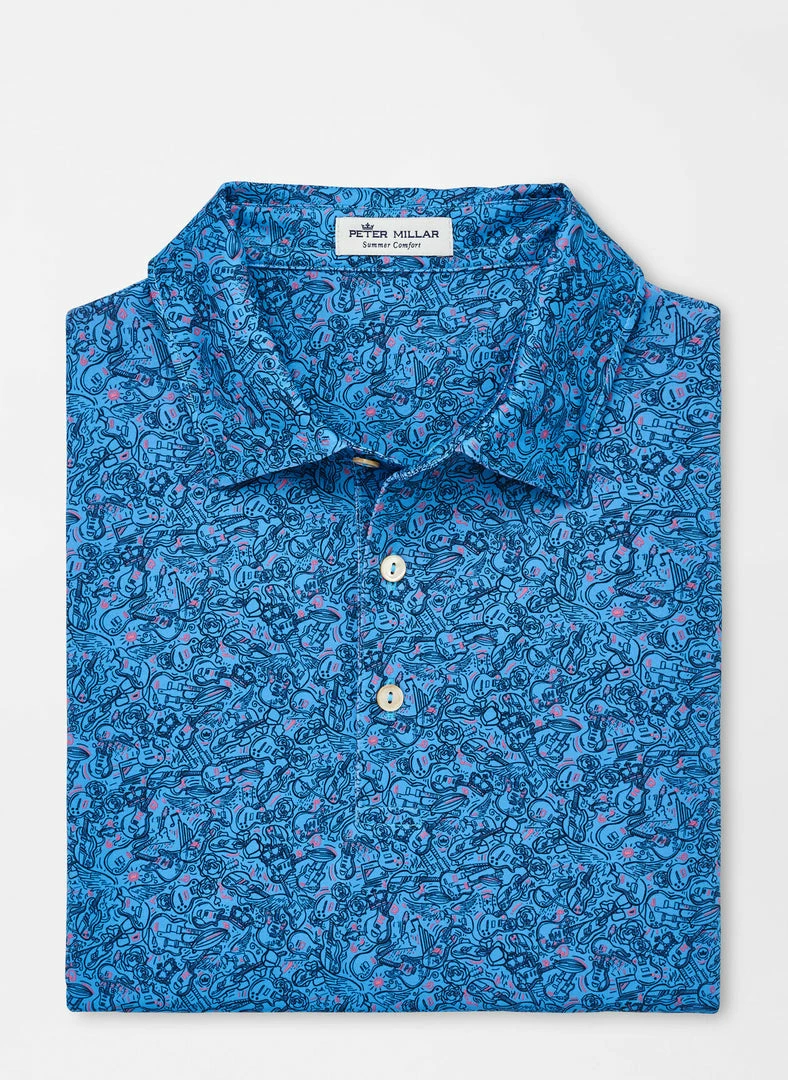 Peter Millar Jackie Performance Polo Sean Self Collar (Blue) 3 Peter Millar Jackie Performance Polo Sean Self Collar (Blue)