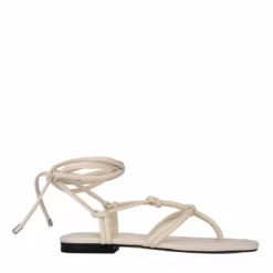 Marc Fisher Falina Ankle Wrap Flat Sandal (Ivory)