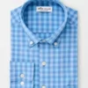 Peter Millar Tops Cornelius Check Sport Shirt (Blue)