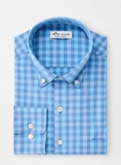 Peter Millar Tops Cornelius Check Sport Shirt (Blue)