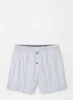 Peter Millar Florida Room Performance Boxer Short (White) Bottoms