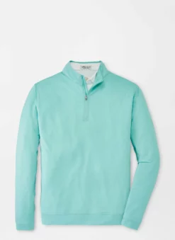 Peter Millar Outerwear Basketweave Performance Quarter Zip Pullover (WMist)