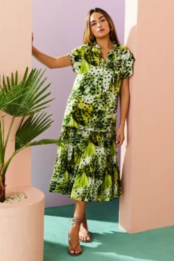 Marie Oliver Dresses Reid Midi Dress (Clover Palm)