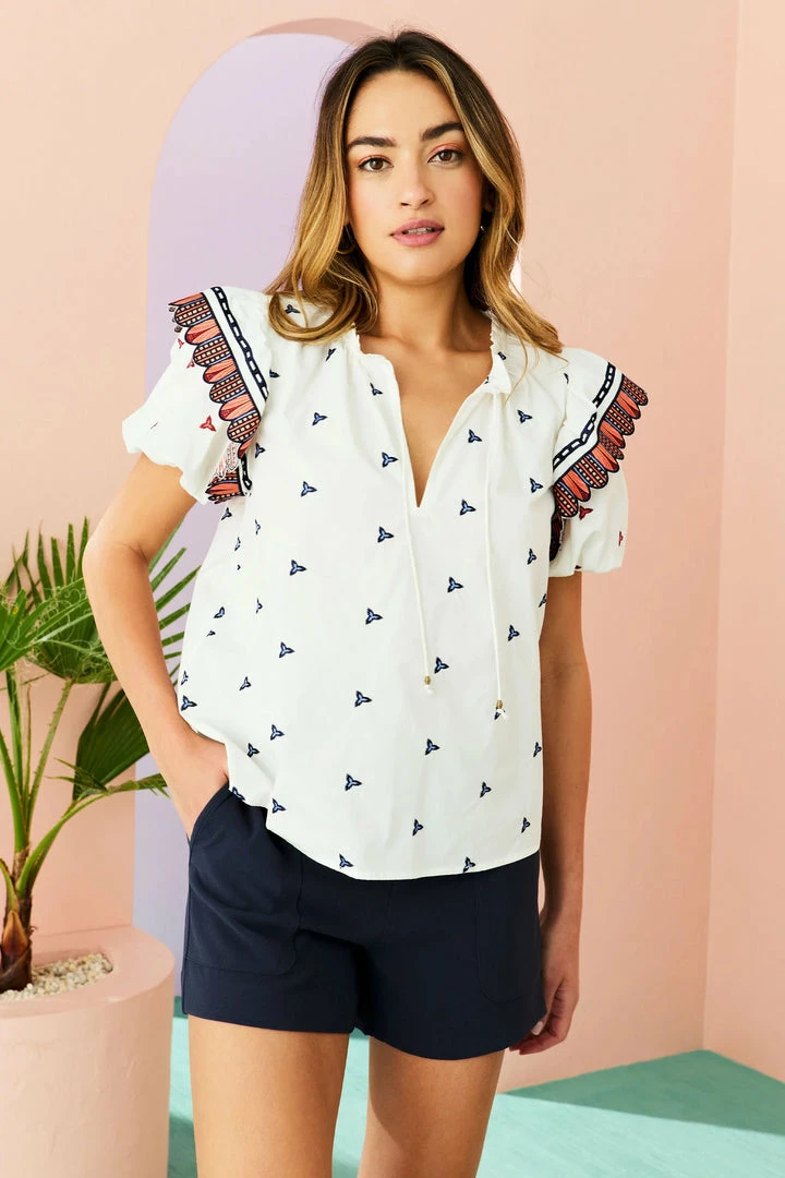 Marie Oliver Tops Vida Top (Ruffle Embroidery) 4 Marie Oliver Tops Vida Top (Ruffle Embroidery)