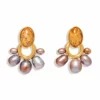 Mignonne Gavigan Accessories Adelaide Pearl Drop Earring (Jasper Light Brown) 2 Mignonne Gavigan Accessories Adelaide Pearl Drop Earring (Jasper Light Brown)