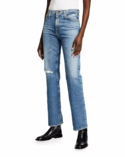AG Jeans Alexxis High-Rise Straight (18 Years Poplar) Bottoms
